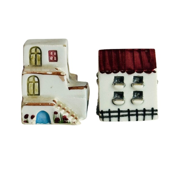 Handmade Ceramic Miniature House Figurines Decor Set Unique Collectible Greece - Picture 1 of 9